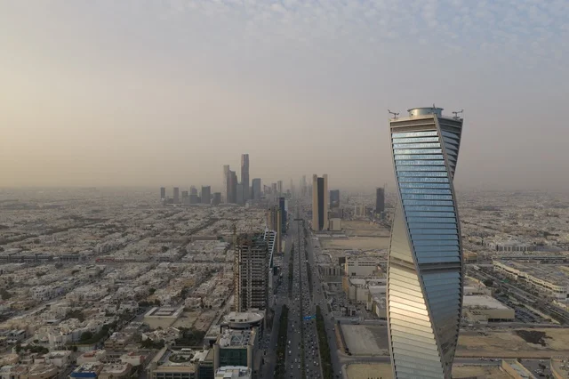 The architectural art of towers and skyscrapers in the capital, the illuminated towers of Riyadh at sunset, the development and urban progress of facilities in the Kingdom of Saudi Arabia, attractions that draw and attract tourists from all over the world, and architectural designs in a modern and advanced style.