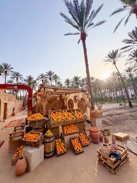 ثمار الحمضيات الطبيعية الناضجة ذات الفوائد العالية، المزارع والواحات الخصبة في البلدة القديمة بالعلا، منتجات وطنية محلية، المناظر الطبيعية المتميزة في المملكة العربية السعودية، محمية طبيعية لزراعة الاشجار