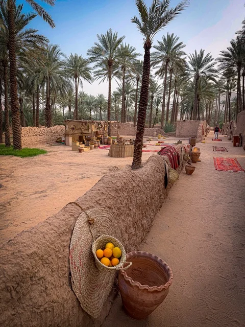 ثمار الحمضيات الطبيعية الناضجة ذات الفوائد العالية، المزارع والواحات الخصبة في البلدة القديمة بالعلا، منتجات وطنية محلية، المناظر الطبيعية المتميزة في المملكة العربية السعودية، محمية طبيعية لزراعة الاشجار