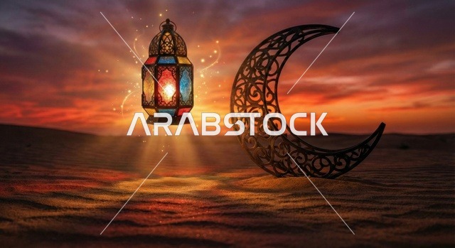 فانوس عربي تقليدي معدني ، إضاءة وزينة شهر رمضان المبارك ، تحف رمضانية ثلاثية الأبعاد ، الإحتفال بقدوم شهر رمضان، ديكورات وأنوار اسلامية، أجواء رمضانية مميزة, هلال عيد الفطر السعيد