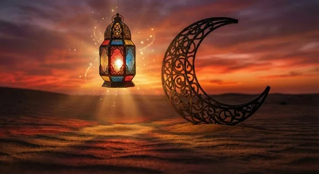 فانوس عربي تقليدي معدني ، إضاءة وزينة شهر رمضان المبارك ، تحف رمضانية ثلاثية الأبعاد ، الإحتفال بقدوم شهر رمضان، ديكورات وأنوار اسلامية، أجواء رمضانية مميزة, هلال عيد الفطر السعيد