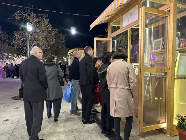 A local store and brand at the Spain Street event at the King Abdulaziz Center for World Culture "Ithra" in Dhahran, Eastern Province, Saudi Arabia, on October 11, 2025, featuring live musical and artistic performances, interactive activities for families and children, flamenco dances, Spanish-themed restaurants and cafes, and a vibrant festive atmosphere.