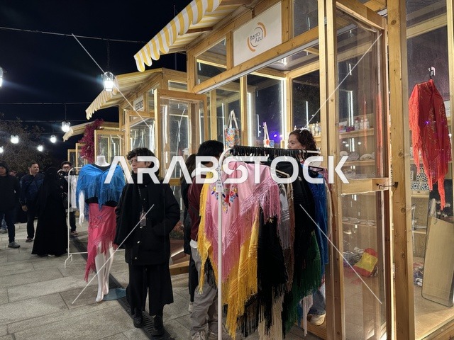 A local store and brand at the Spain Street event at the King Abdulaziz Center for World Culture "Ithra" in Dhahran, Eastern Province, Saudi Arabia, on October 11, 2025, featuring live musical and artistic performances, interactive activities for families and children, flamenco dances, Spanish-themed restaurants and cafes, and a vibrant festive atmosphere.