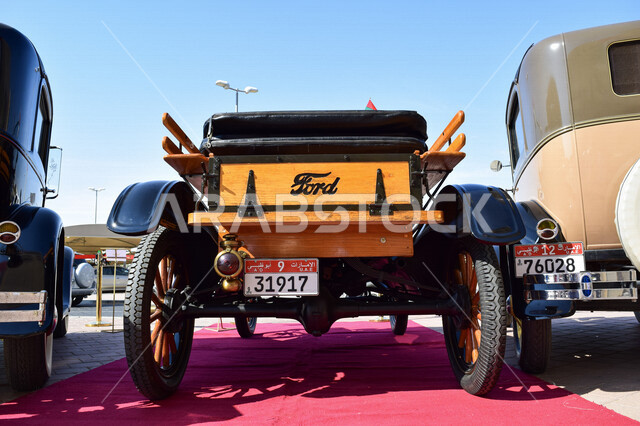 A picture of a classic Ford car participating in the UAE National Day celebrations, Bawadi Mall, Emirates events, tourism in the Emirates