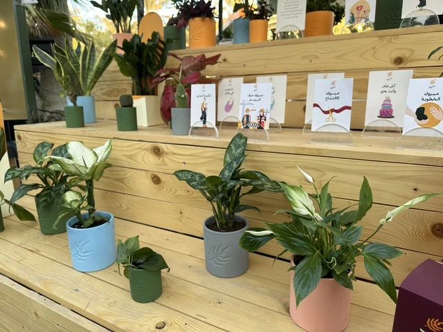 An open community market that supports local projects, Roots Market in Prince Saud Park in Dhahran, Eastern Province, Saudi Arabia, featuring artisanal products and homemade foods, outdoor shopping areas, family events, and recreational activities, with a vibrant heritage and social atmosphere.