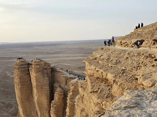 Tourism in the Kingdom of Saudi Arabia, historical landmarks, rocky mountains and highlands, rocky peaks, desert areas, the Edge of the World, Tuwaiq Mountains in Najd in the Kingdom of Saudi Arabia.
