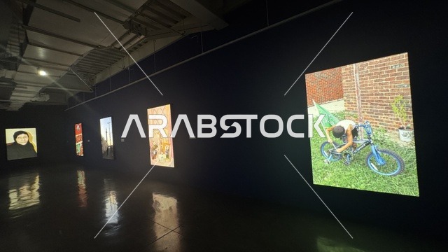 عرض الصور المتحركة في معرض الرسوم المتحركة في مدينة جدة، المملكة العربية السعودية، فعالية فنية وترفيهية مخصصة لعالم الأنيميشن، عرض شخصيات وأعمال كرتونية، تجارب تفاعلية وعروض بصرية، أنشطة تعليمية وترفيهية للأطفال والعائلات، أجواء تجمع الفن والتقنية.