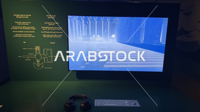 A modern electronic screen at the animation exhibition in Jeddah, Saudi Arabia, an artistic and entertainment event dedicated to the world of animation, showcasing characters and cartoon works, interactive experiences and visual displays, educational and recreational activities for children and families, an atmosphere that combines art and technology.