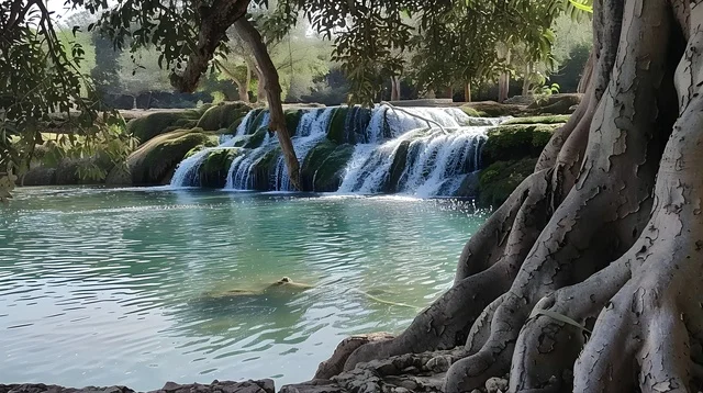 وادي دربات في سلطنة عمان، وادٍ جميل وشبكة من الشلالات الموسمية تقع بالقرب من صلالة في منطقة ظفار في عمان، شلال.