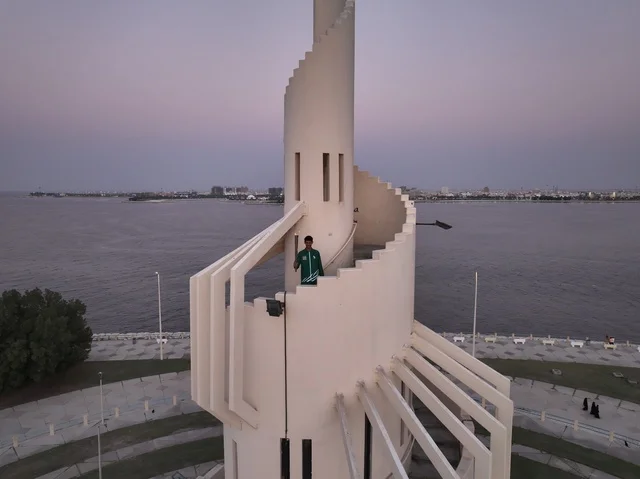 The waterfront of the islands and beaches, the coastal area in the Kingdom of Saudi Arabia, the Malwi Tower on Marjan Island on the Corniche of Dammam, the architectural engineering art of tourist landmarks. The waterfront of the islands and beaches, the coastal area in the Kingdom of Saudi Arabia, the Malwi Tower on Marjan Island on the Corniche of Dammam, the architectural engineering art of tourist landmarks.