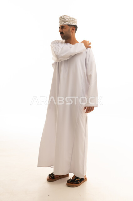 Omani Man in Traditional Dress on White Background