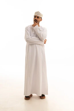 Omani Man in Traditional Dress on White Background