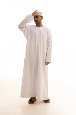 Omani Man in Traditional Dress with Stress Expression
