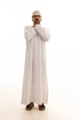 Omani Man in Dishdasha with Choking Expression
