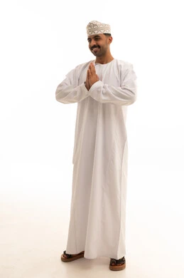Omani Man in Traditional Dress on White Background