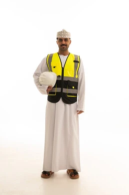 Omani Engineer in Safety Vest on White Background