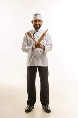 Saudi Male Chef in White Uniform Studio Shot