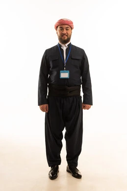 Kurdish Man in Traditional Clothing on White Background