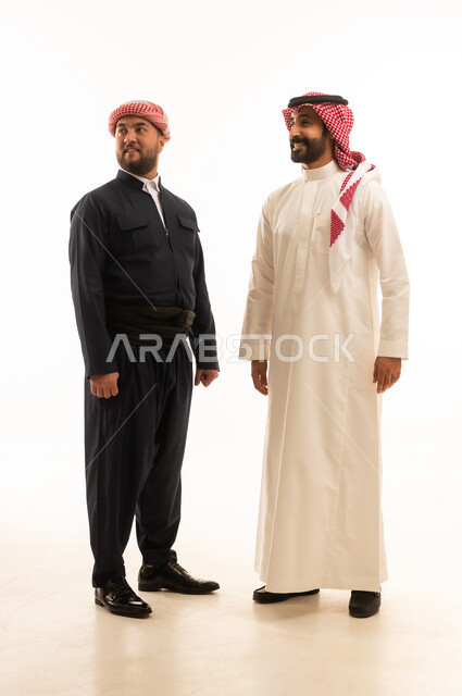 Saudi and Kurdish Men in Traditional Attire Studio