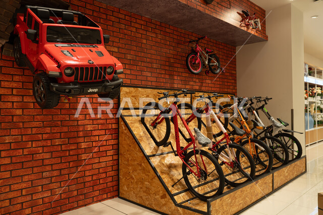 Bicycle and Toy Jeep Interior Retail Store Display