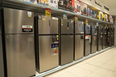 Stainless Steel Refrigerators in Electronics Store Showroom