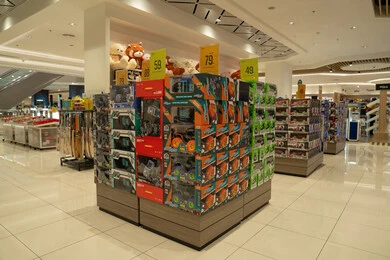 Toy Display in Modern Department Store Interior