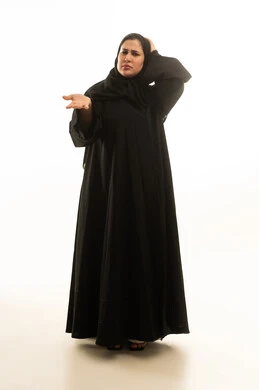 Saudi Woman in Black Abaya Expressing Confusion