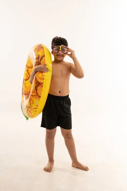 Saudi Boy with Swimming Gear on White Background