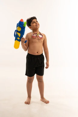 Arab Boy with Water Gun and Swimming Goggles
