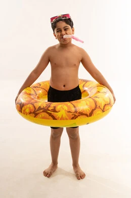 Saudi Boy with Snorkeling Gear and Swim Ring