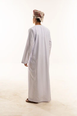 Omani Man in Traditional Dishdasha Back View