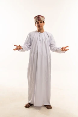Omani Man in Traditional Dress on White Background