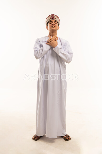 Omani Man in Traditional Dress with Throat Pain