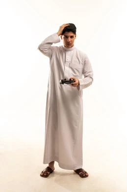 Frustrated Saudi Man Gaming on White Background