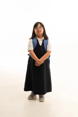 Saudi Girl with Down Syndrome Wearing School Uniform