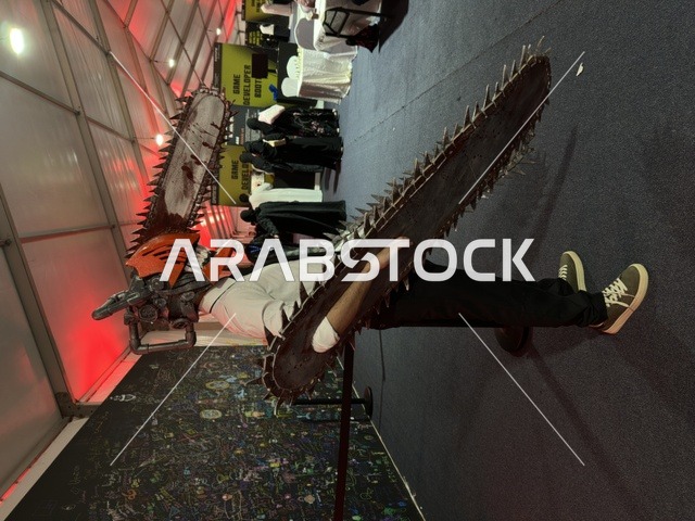 رجل يرتدي زي لعبة تنكري في فعالية جيمينق بلس (+) في جامعة الملك فهد للبترول والمعادن بالظهران، المنطقة الشرقية، المملكة العربية السعودية، يوم 28 من يناير 2026، تجربة ترفيهية رقمية مخصصة لعشّاق الألعاب الإلكترونية، مسابقات وتحديات ألعاب، أجهزة وتقنيات حديثة، مشاركة شبابية واسعة، أجواء حماسية تجمع بين الترفيه والتقنية.