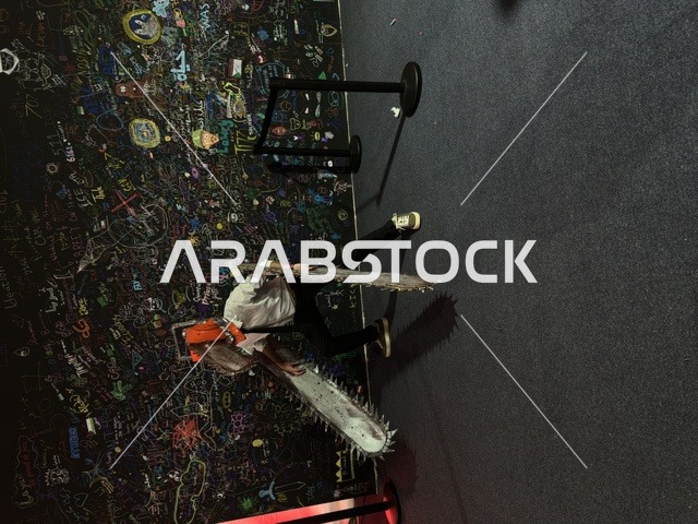 A man wearing a costume at the Gaming Plus (+) event at King Fahd University of Petroleum and Minerals in Dhahran, Eastern Province, Saudi Arabia, on January 28, 2026, a digital entertainment experience dedicated to video game enthusiasts, with competitions and game challenges, modern devices and technologies, wide youth participation, and an exciting atmosphere that combines entertainment and technology.