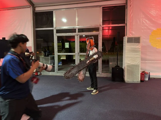 A man wearing a costume at the Gaming Plus (+) event at King Fahd University of Petroleum and Minerals in Dhahran, Eastern Province, Saudi Arabia, on January 28, 2026, a digital entertainment experience dedicated to video game enthusiasts, featuring game competitions and challenges, modern devices and technologies, wide youth participation, and an exciting atmosphere that combines entertainment and technology.