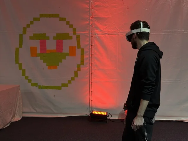 Wearing VR glasses at the Gaming Plus (+) event at King Fahd University of Petroleum and Minerals in Dhahran, Eastern Province, Saudi Arabia, on January 28, 2026, with competitions and gaming challenges, a digital entertainment experience dedicated to video game enthusiasts, wide youth participation, modern devices and technologies, and an exciting atmosphere that combines entertainment and technology.