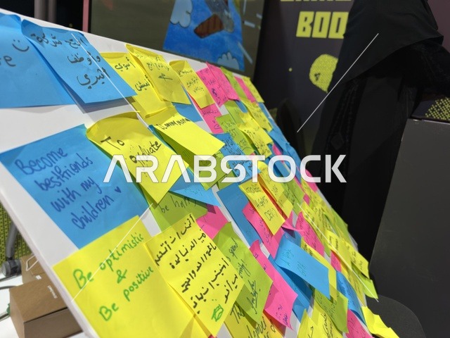 Use sticky notes at the Gaming Plus (+) event at King Fahd University of Petroleum and Minerals in Dhahran, Eastern Province, Saudi Arabia, on January 28, 2026. There will be competitions and gaming challenges, a digital entertainment experience tailored for video game enthusiasts, wide youth participation, modern devices and technologies, and an exciting atmosphere that combines entertainment and technology.