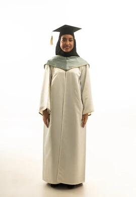 Saudi Female Graduate in White Gown on White Background