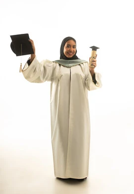 Saudi Female Graduate with Diploma and Cap