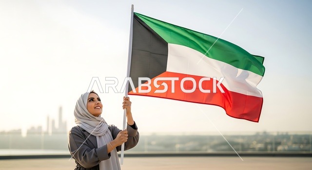 يوم الاتحاد 2 ديسمبر، مفهوم حب الوطن والانتماء إليه، الاحتفال بالأعياد والمناسبات الوطنية، إمرأة عربية خليجية اماراتية ترتدي الحجاب والعباءة تمسك بيدها علم الامارات العربية المتحدة، ذكرى يوم العلم 3 نوفمبر, إحياء ذكرى اليوم الوطني الاماراتي 1971