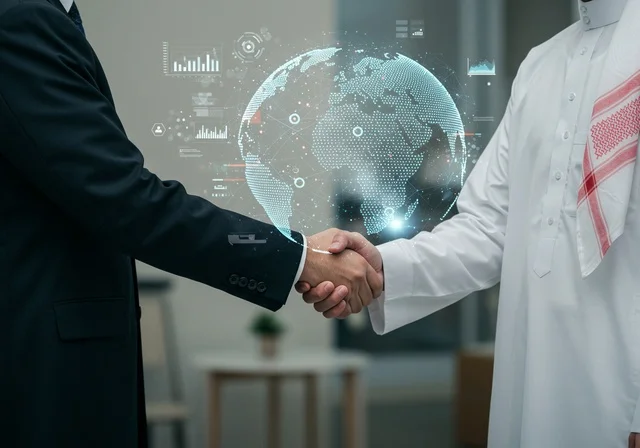 مصافحة وتشابك ايدي ،صورة مقربة لرجلان عربيان خليجيان سعوديان يتصافحان لنجاح الصفقة داخل مقر الشركة ، إتفاق عقد عمل جديد ، مهن وأعمال تجارية ، شركة سعودية ناجحة ، بيئة عمل ، زملاء عمل ، إدارة أعمال الشركة