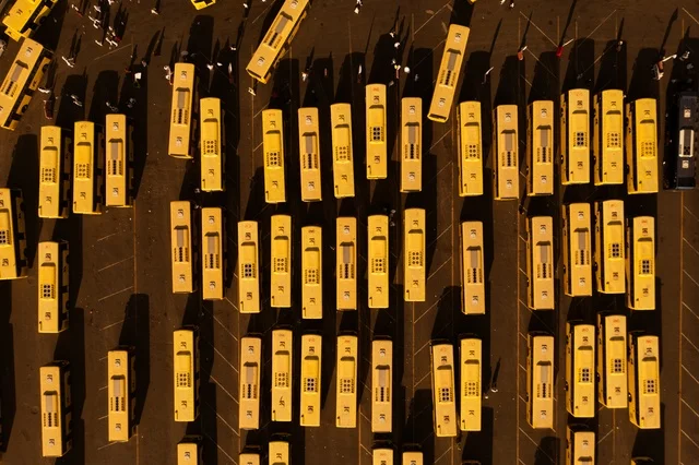 Drone footage of the bus and coach station in Riyadh, Saudi Arabia, Riyadh Bus Station, the city's roads and streets, transportation and transit, Ministry of Transport and Logistics Services.