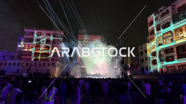 The audience interacted with an Arab artist on the platform of the Balad Beast event in the historic city of Jeddah, Saudi Arabia, a music and arts festival organized by MDL Beast on January 30, 2026. It featured a musical performance and a contemporary artistic experience, with music and art at the heart of Jeddah, close to the Red Sea coast.