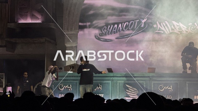 The audience interacted with an Arab artist on the platform of the Balad Beast event in the historic city of Jeddah, Saudi Arabia, a music and arts festival organized by MDL Beast on January 30, 2026. It featured a musical performance and a contemporary artistic experience, with music and art at the heart of Jeddah, close to the Red Sea coast.