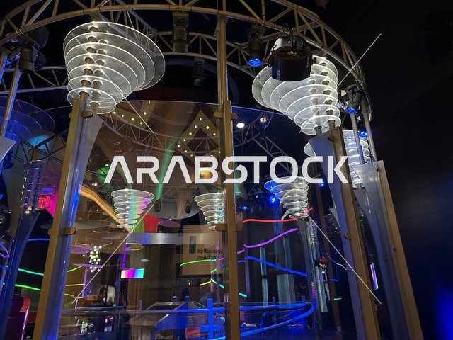 Interior design of the Energy Exhibition at the King Abdulaziz Center for World Culture (Ithra) in Dhahran, Eastern Province, Saudi Arabia, January 19, 2026. An interactive event highlighting energy sources and modern technologies, educational exhibits and innovative scientific experiments, informative content linking sustainability and innovation, an inspiring cultural atmosphere suitable for all groups.