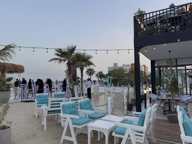 Unique family atmosphere at Takiya Bahr in the Eastern Province of Dammam on December 24, 2025, Saudi Arabia, with various entertainment shows and activities, a tourist and recreational seaside destination, upscale restaurants and cafes with a coastal view.