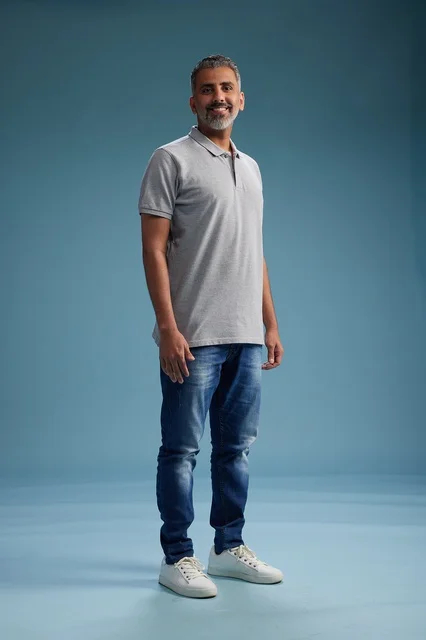 Saudi Man in Casual Polo Shirt Studio Portrait